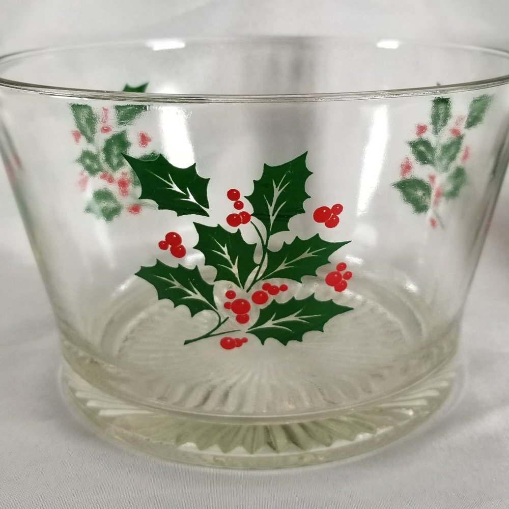 Vintage Indiana Glass Holly Berry Ice Bucket
